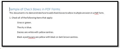 Word document used as template for check box sample.