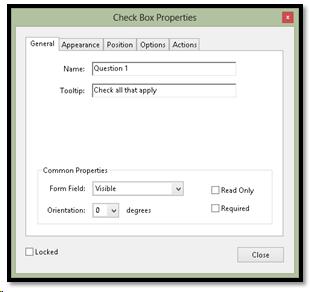 General properties of a check box.