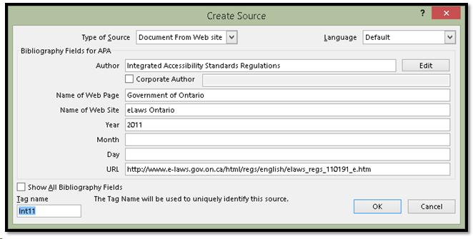 Create Source dialog.