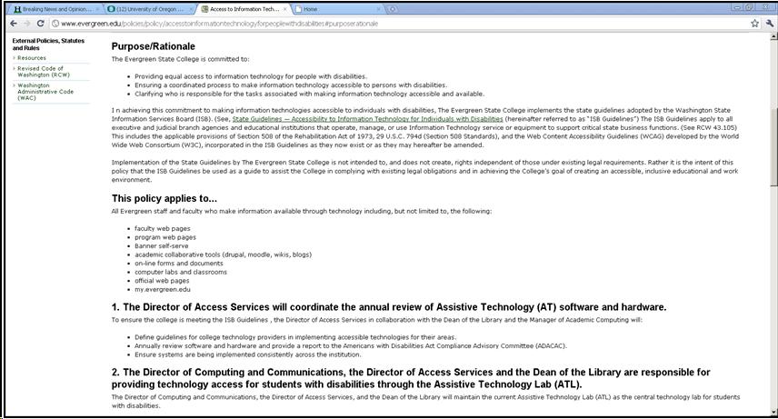 Access to Information Technology for People with Disabilities in Policies and Procedures at Evergreen - Google Chrome