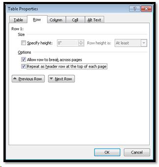 Header rows repeat in Table Properties dialog.