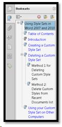 Bookmarks in PDF document.