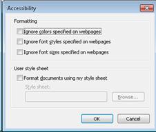 Accessibility dialog