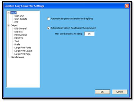 Converter Input Settings