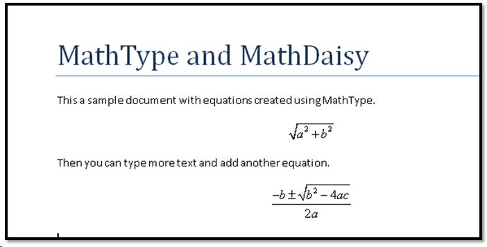 MathType equations in Word document