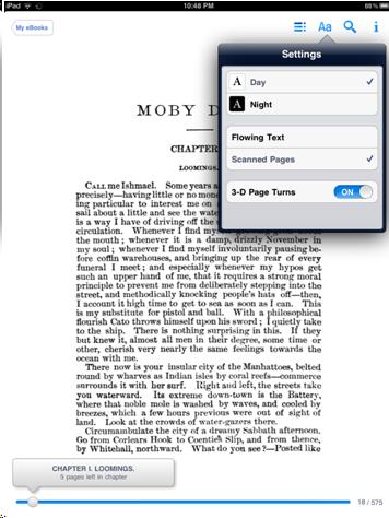 Google Books screen shot showing image of first page of Moby Dick.