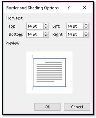 Border and Shading Options