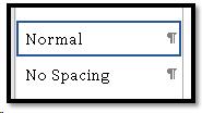 Normal and No Spacing Styles in the Styles Pane showing them to be Paragraph Styles.