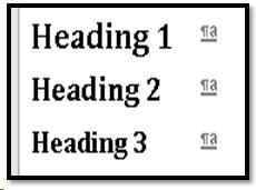 Heading Styles in the Styles Pane showing them to be Linked Styles.