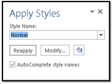 Apply Styles Pane.