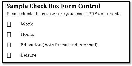 Check boxes with an image of a check box to the left of them.