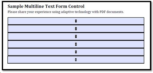 Multiline text form control in Acrobat after using the auto form detect tool.