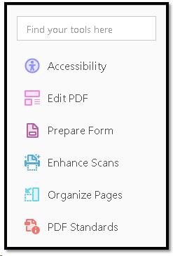 Tools Task Pane showing Accesibility tools