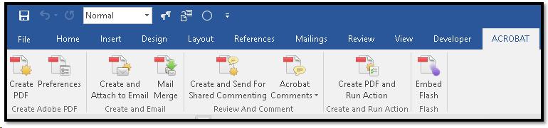 Acrobat Ribbon in Word