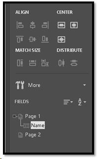 Tools specific to a type of form control and list of form controls in document in the Tools Task Pane.