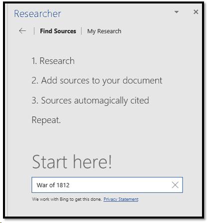 Researcher Pane in Windows.