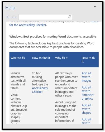 Help with Alt Text in the Help Pane in Word