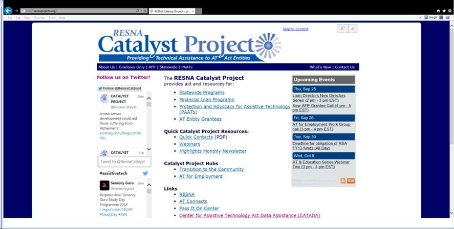 RESNA Catalyst Project - providing technical assistance to AT Act entities - Internet Explorer