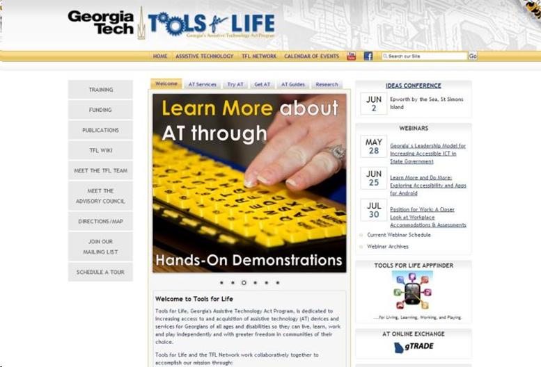 Screenshot of TSL homepage http://www.gatfl.gatech.edu/