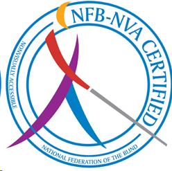 image of the national federation of the blind seal for non-visual access gold level certification.