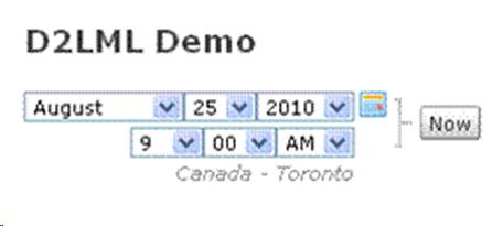 Desire2Learn's complex date-time selector.  This component includes drop-downs for month, date, year and time as welll as a link to a calendar.