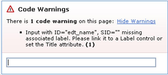 Developers receive warnings when form elements are missing labels.