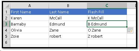 Flash Fill with first initial followed by last name