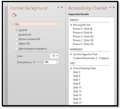 Accessibility Checker in PowerPoint 2013