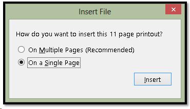 Put the file on one page or multiple pages
