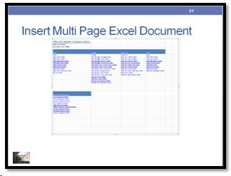 Table of Contents for an Excel workbook.