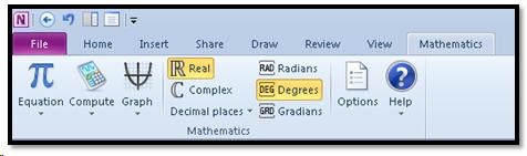 Mathematics Ribbon for add-in.