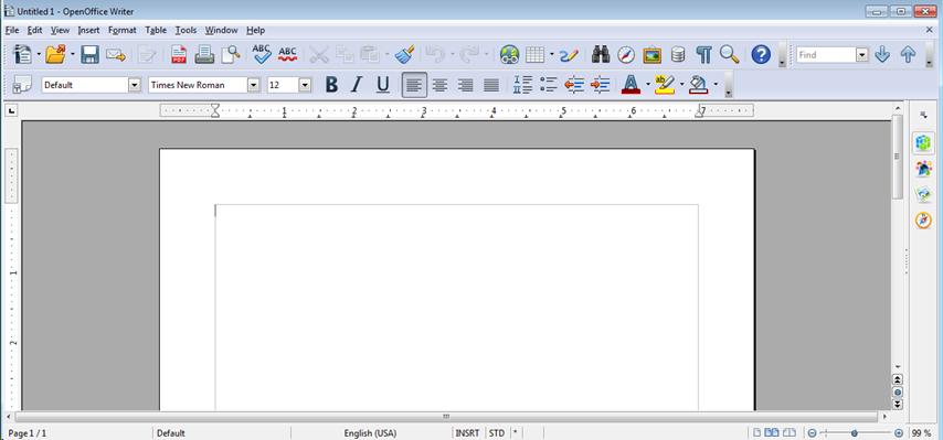 Screenshot of OpenOffice Writer Interface