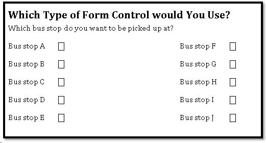 Visual representation of check boxes that really should be radio buttons.