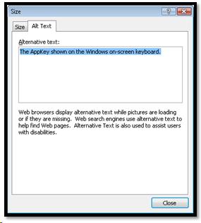 Alt Text dialog in Word 2007.