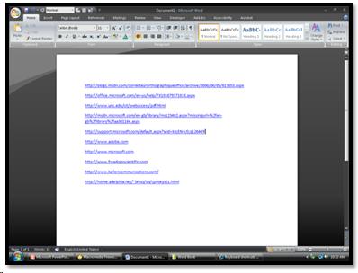 Document with long URL's.