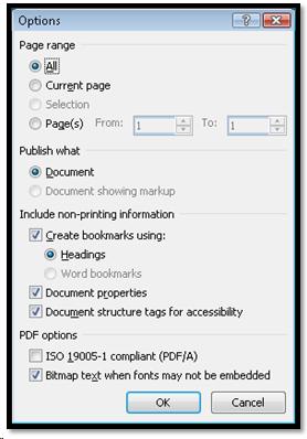 Save As PDF options in Microsoft Office plug-in.