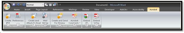 Word 2007 Acrobat Ribbon