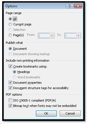 Save As PDF options in Microsoft Office plug-in.