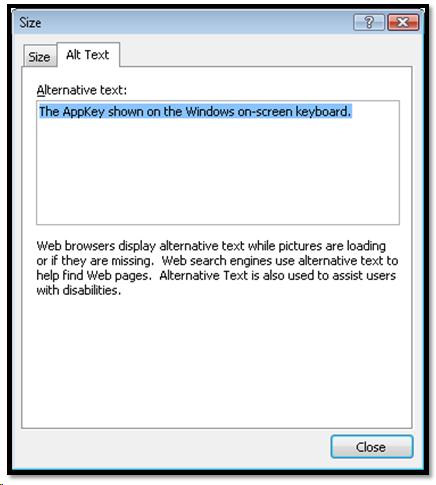Alt Text dialog in Word 2007.
