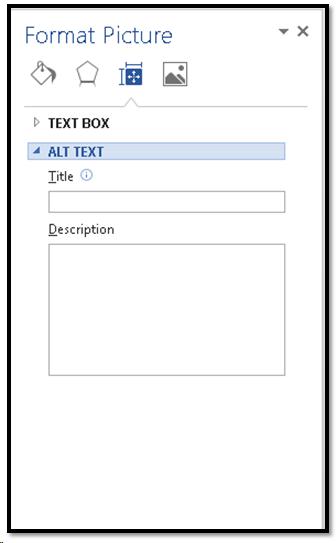Alt Text option in the Format Picture Pane