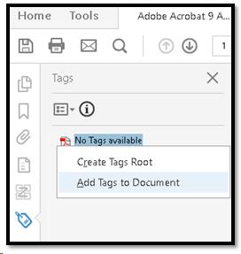 Adding Tags to documents from Tags Panel.