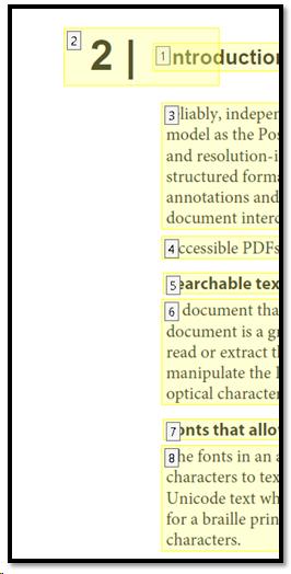 Reading order view of document