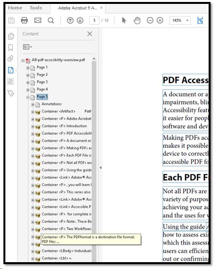 Content Panel open showing highlighted content