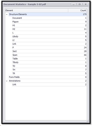 Document Structure view of the document