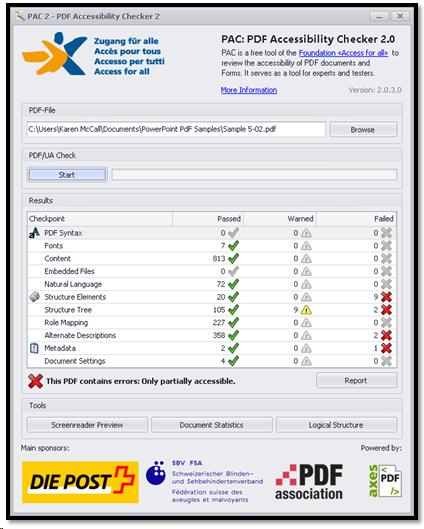 PAC with document loaded and Start button activated