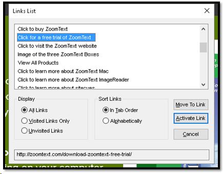 List of links with preface text causing accessibility barrier.