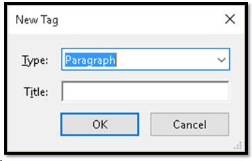 Choose New Tag to add the Tag.