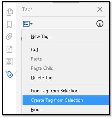Create Tag from Selection in Options context menu