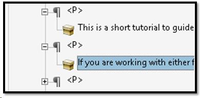 Select the content in the document and choose Create TAg from Selection from the Options menu.