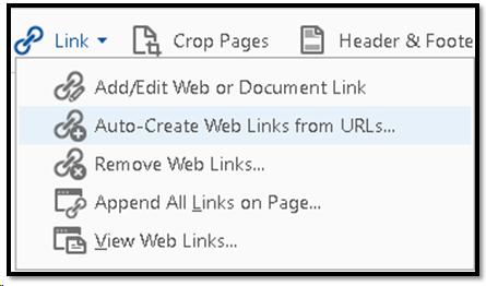 Auto Create Web Links from URL's option in Edit PDF tools.